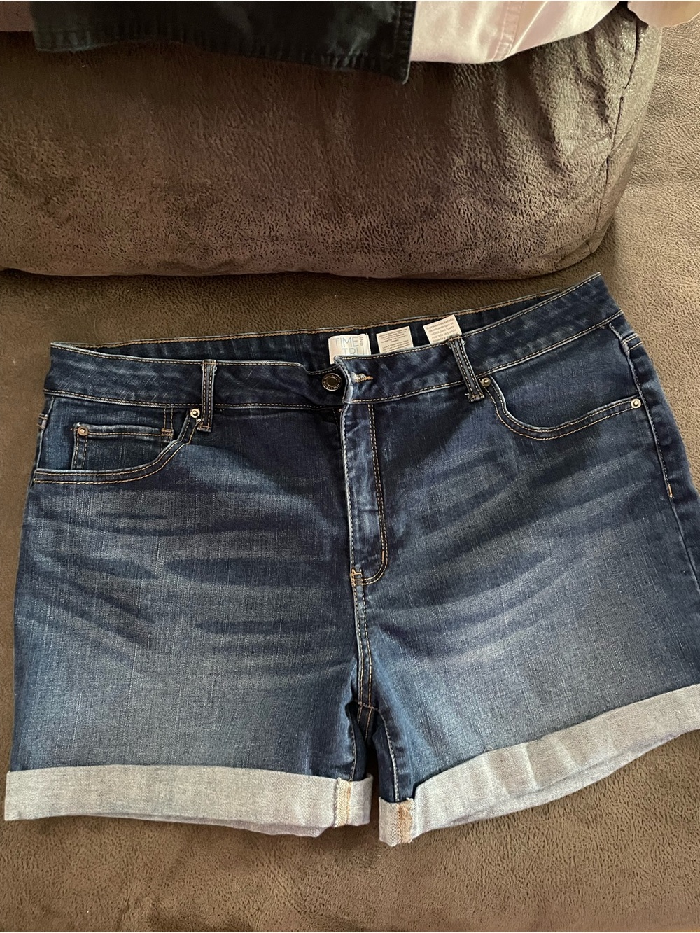 Time and Tru Dark Blue Cuffed Denim Shorts